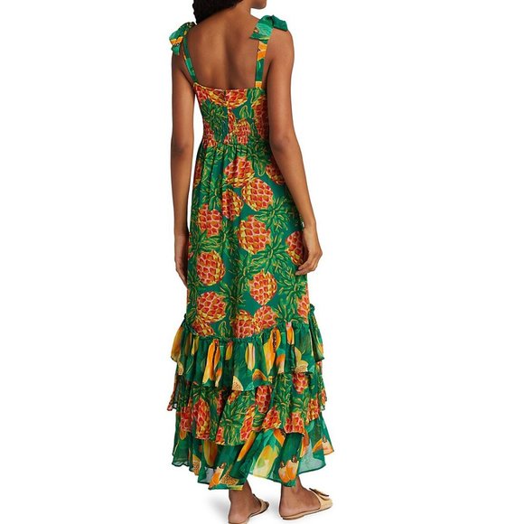 Farm Rio Pineapple Galore Smocked Waist Maxi Dress Small NWT - Picture 5 of 8